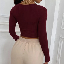 Bordový top s dlhým rukávom-281424-016