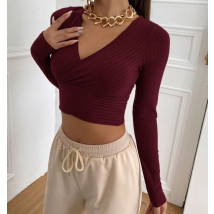 Bordový top s dlhým rukávom-281424-016