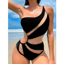 Jednodielne čierne transparentné plavky-284422-018