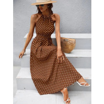 Bodkované hnedé šaty-285465-02