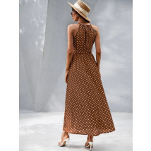 Bodkované hnedé šaty-285465-02