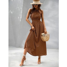 Bodkované hnedé šaty-285465-02