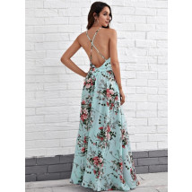 Modré kvetinové dlhé šaty-304893-02