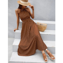 Bodkované hnedé šaty-285465-02