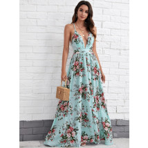 Modré kvetinové dlhé šaty-304893-02