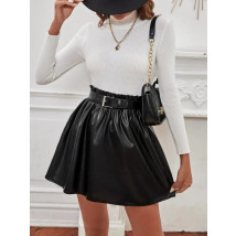 Čierna koženková sukňa s opaskom-281442-01