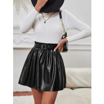 Čierna koženková sukňa s opaskom-281442-01