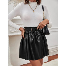 Čierna koženková sukňa s opaskom-281442-01