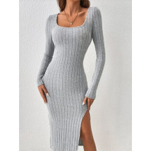 Sivé vrúbkované šaty-293524-02