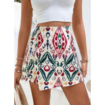Viacfarebné sukňové kraťasy-300827-03