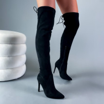Čierne semišové vysoké čižmy-289915-028