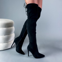 Čierne semišové vysoké čižmy-289915-028