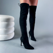 Čierne semišové vysoké čižmy-289915-028