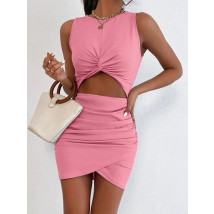 Ružové vrúbkované šaty-285656-01