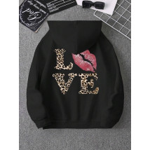 Čierna mikina s kapucňou LOVE-310958-011