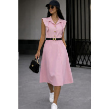 Ružové košeľové midi šaty s opaskom-326292-07