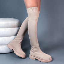 Svetlohnedé nasúvacie vysoké čižmy-275564-02