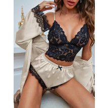 Béžové saténové pyžamo so županom-284157-03