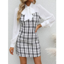 Biele kárované šaty-279544-02