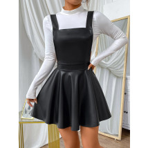 Čierna koženková sukňa na traky-279573-03