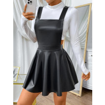 Čierna koženková sukňa na traky-279573-03