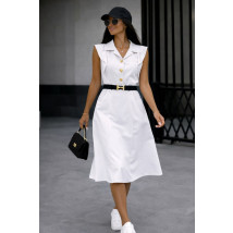 Biele košeľové midi šaty s opaskom-326293-08