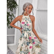 Béžovo zelené kvetované šaty-286745-019