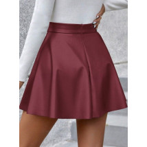Bordová koženková sukňa-311576-03