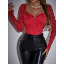 Červené čipkované body-311693-06