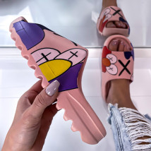 Ružové vzorované šľapky-262752-05