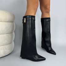 Čierne vsoké čižmy na platforme-324442-010