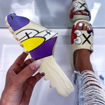 Béžové vzorované šľapky-266499-09