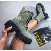 Zelené semišové nízke čižmy-273345-04