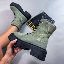 Zelené semišové nízke čižmy-273345-04