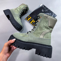 Zelené semišové nízke čižmy-273345-04