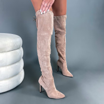 Hnedé semišové vysoké čižmy-276669-03