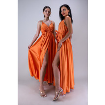 Oranžové saténové dlhé šaty-248143-08