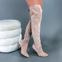 Hnedé semišové vysoké čižmy-276669-03