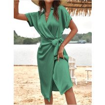 Zelené saténové šaty na viazanie-271969-06