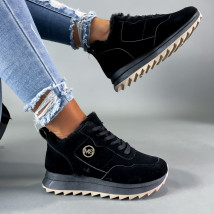 Čierne semišové zateplené tenisky-291599-01