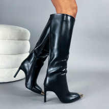 Čierne elegantné vysoké čižmy-312656-03