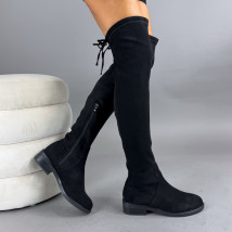 Čierne semišové vysoké čižmy-323447-07