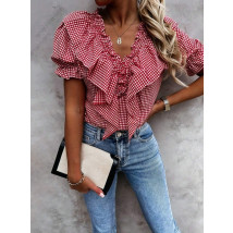 Červená károvaná bluzka-306214-01