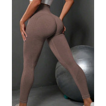 Hnedé PUSH-UP legíny s vysokým pásom-298600-02
