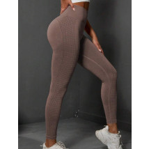Hnedé PUSH-UP legíny s vysokým pásom-298600-02