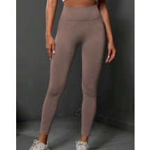 Hnedé PUSH-UP legíny s vysokým pásom-298600-02