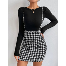 Károvaná sukňa na traky s tričkom-308374-03