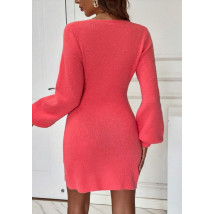 Úpletové lososové šaty-294392-04