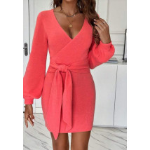 Úpletové lososové šaty-294392-04