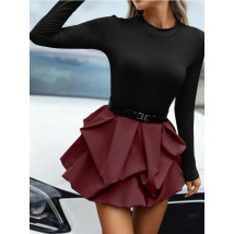 Bordovo čierne puffy šaty-314300-06